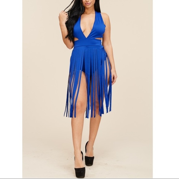 🆕🌸 Cross Back Blue Carwash Dress - Picture 1 of 6